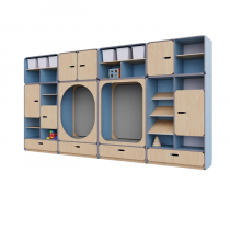 Детская стенка с местом для хранения и зонами отдыха из коллекции «НЕГА» (цвет голубой) - «globural.ru» - Серов