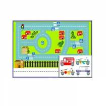 Игровой коврик "Дорожное движение - 3" с набором транспортных средств - «globural.ru» - Серов