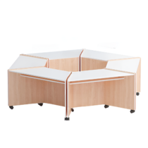 Композиция из корпусных столов трапеций (бук/белый) - «globural.ru» - Серов