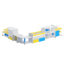 Набор стеллажей для пособий (белый/желтый/синий) - «globural.ru» - Серов