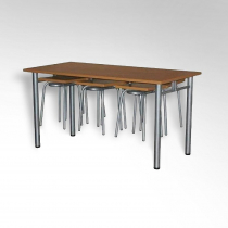 Стол обеденный 6-ти местый на металлокаркасе с навесами под табурет - «globural.ru» - Серов