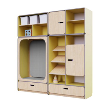 Детская стенка с местом для хранения и прямоугольной зоной отдыха из коллекции «НЕГА» (цвет желтый) - «globural.ru» - Серов