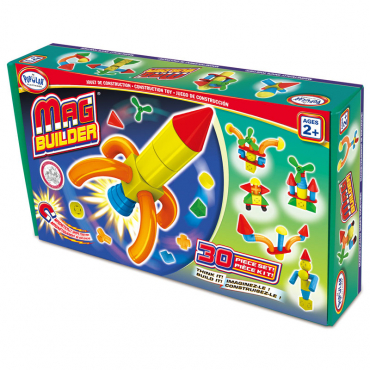 Магнитный конструктор Строитель. Базовый 30 деталей + колесная база. Стартовый набор - «globural.ru» - Серов