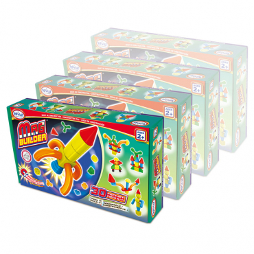 Магнитный конструктор Строитель. Базовый 30 деталей + колесная база. Комплект на группу - «globural.ru» - Серов