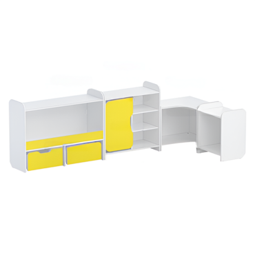 Набор стеллажей для игрушек и пособий "Росток" (белый/желтый) - «globural.ru» - Серов