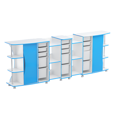 Модульные стеллажи Робик 001 (белый/синий) - «globural.ru» - Серов