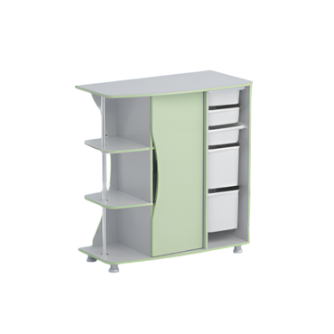 Стеллаж левый Робик 001 (серый/фисташковый)  - «globural.ru» - Серов