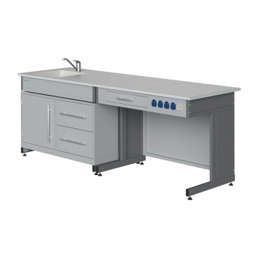 Стол демонстрационный (с раковиной, подводкой и отведением воды, сантехникой, электрическими розетками, автоматами аварийного отключения тока) - «globural.ru» - Серов